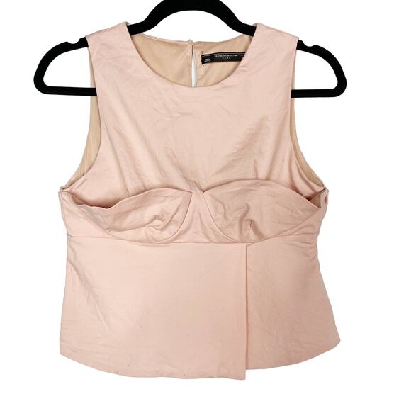 Zara Medium Pink Bustier Bodice Structured Sleeveless Blouse Top Corset Keyhole - Picture 1 of 8